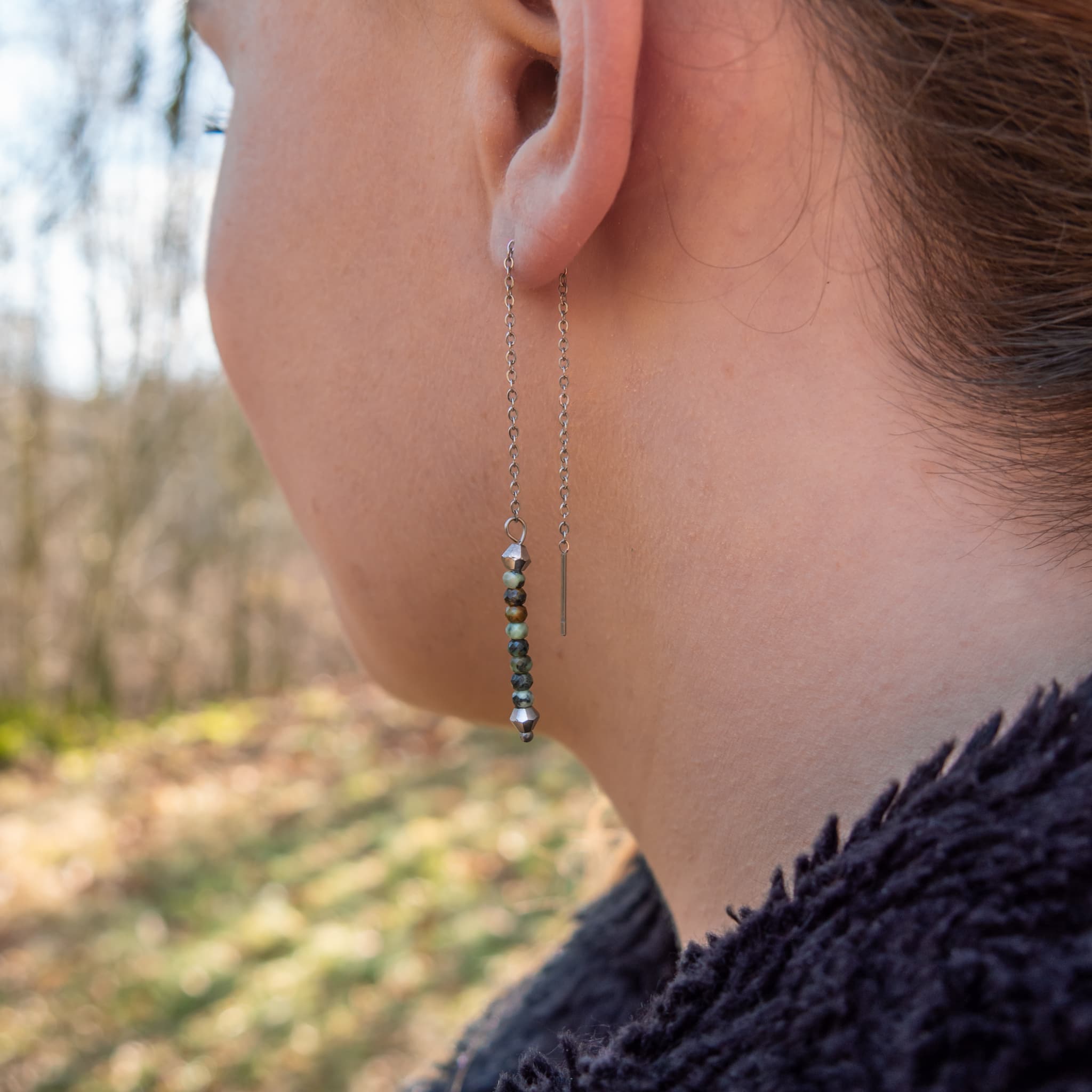 Boucles d'oreilles LUMIA en pierres Turquoise Africain - SLOYA